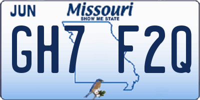 MO license plate GH7F2Q
