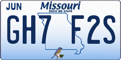 MO license plate GH7F2S
