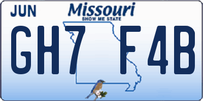 MO license plate GH7F4B