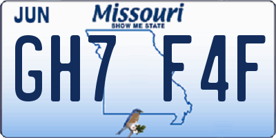 MO license plate GH7F4F