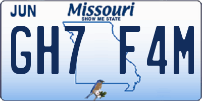 MO license plate GH7F4M