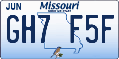 MO license plate GH7F5F