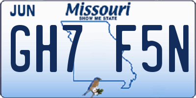 MO license plate GH7F5N