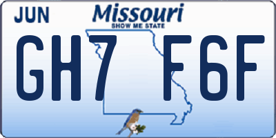 MO license plate GH7F6F