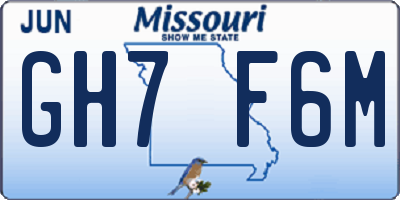 MO license plate GH7F6M
