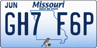 MO license plate GH7F6P