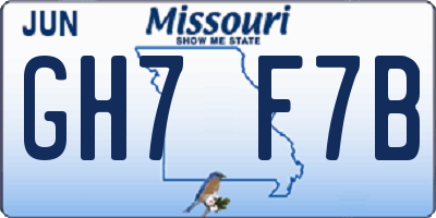 MO license plate GH7F7B