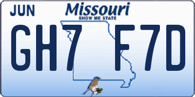 MO license plate GH7F7D