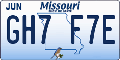 MO license plate GH7F7E