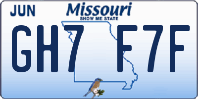 MO license plate GH7F7F