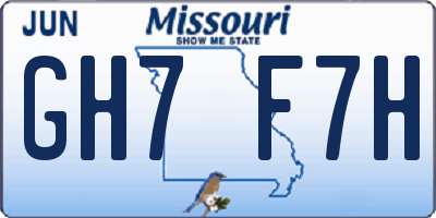 MO license plate GH7F7H