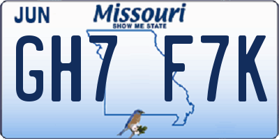 MO license plate GH7F7K