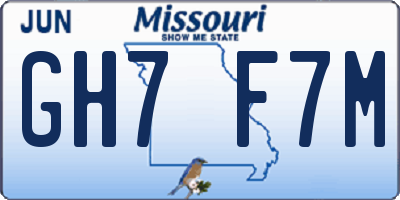 MO license plate GH7F7M