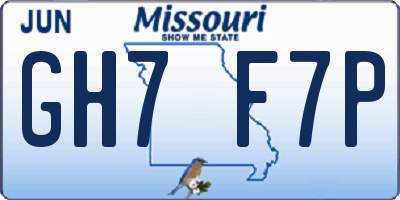 MO license plate GH7F7P