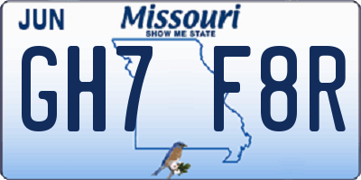 MO license plate GH7F8R