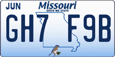 MO license plate GH7F9B