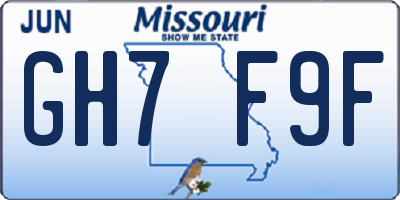MO license plate GH7F9F
