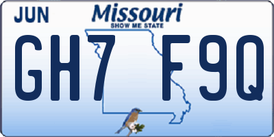 MO license plate GH7F9Q