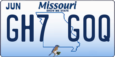 MO license plate GH7G0Q