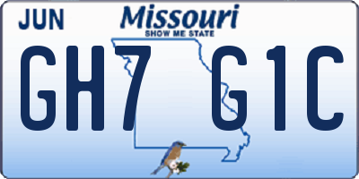MO license plate GH7G1C