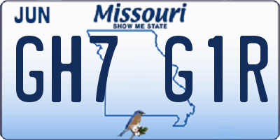 MO license plate GH7G1R