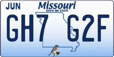 MO license plate GH7G2F