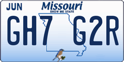 MO license plate GH7G2R
