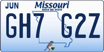 MO license plate GH7G2Z