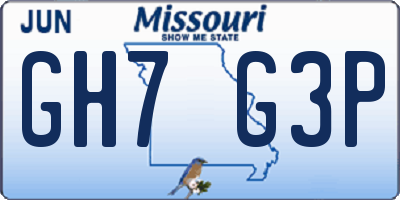 MO license plate GH7G3P
