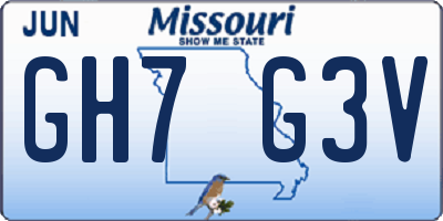 MO license plate GH7G3V