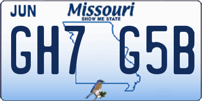 MO license plate GH7G5B
