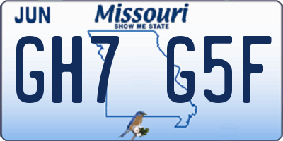 MO license plate GH7G5F