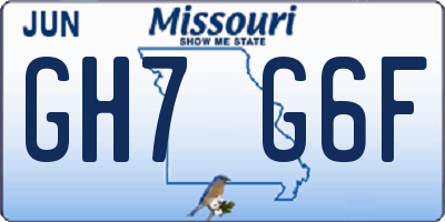 MO license plate GH7G6F