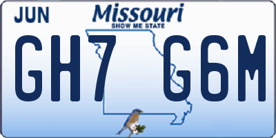 MO license plate GH7G6M