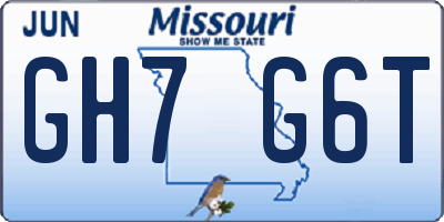 MO license plate GH7G6T