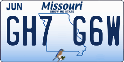 MO license plate GH7G6W