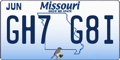 MO license plate GH7G8I