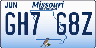 MO license plate GH7G8Z