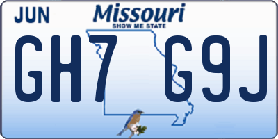 MO license plate GH7G9J
