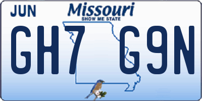 MO license plate GH7G9N