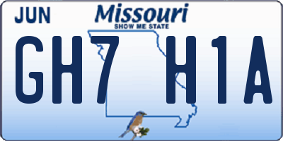 MO license plate GH7H1A