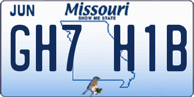 MO license plate GH7H1B