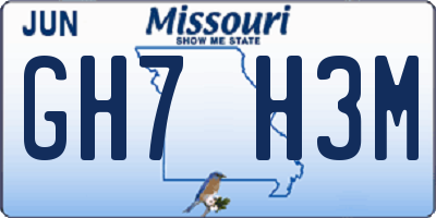 MO license plate GH7H3M