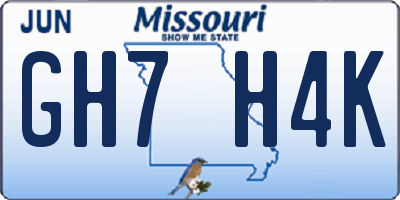 MO license plate GH7H4K