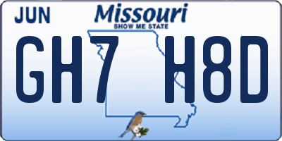 MO license plate GH7H8D