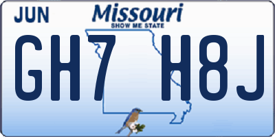 MO license plate GH7H8J