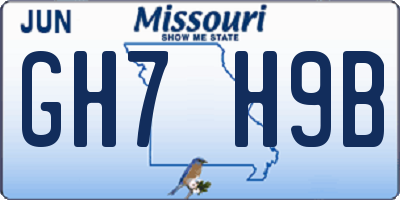 MO license plate GH7H9B