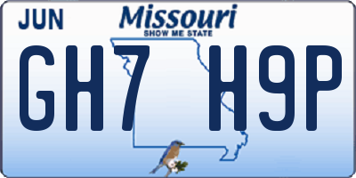 MO license plate GH7H9P