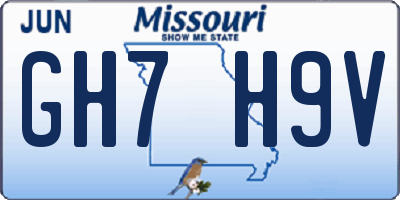 MO license plate GH7H9V