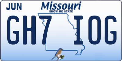 MO license plate GH7I0G